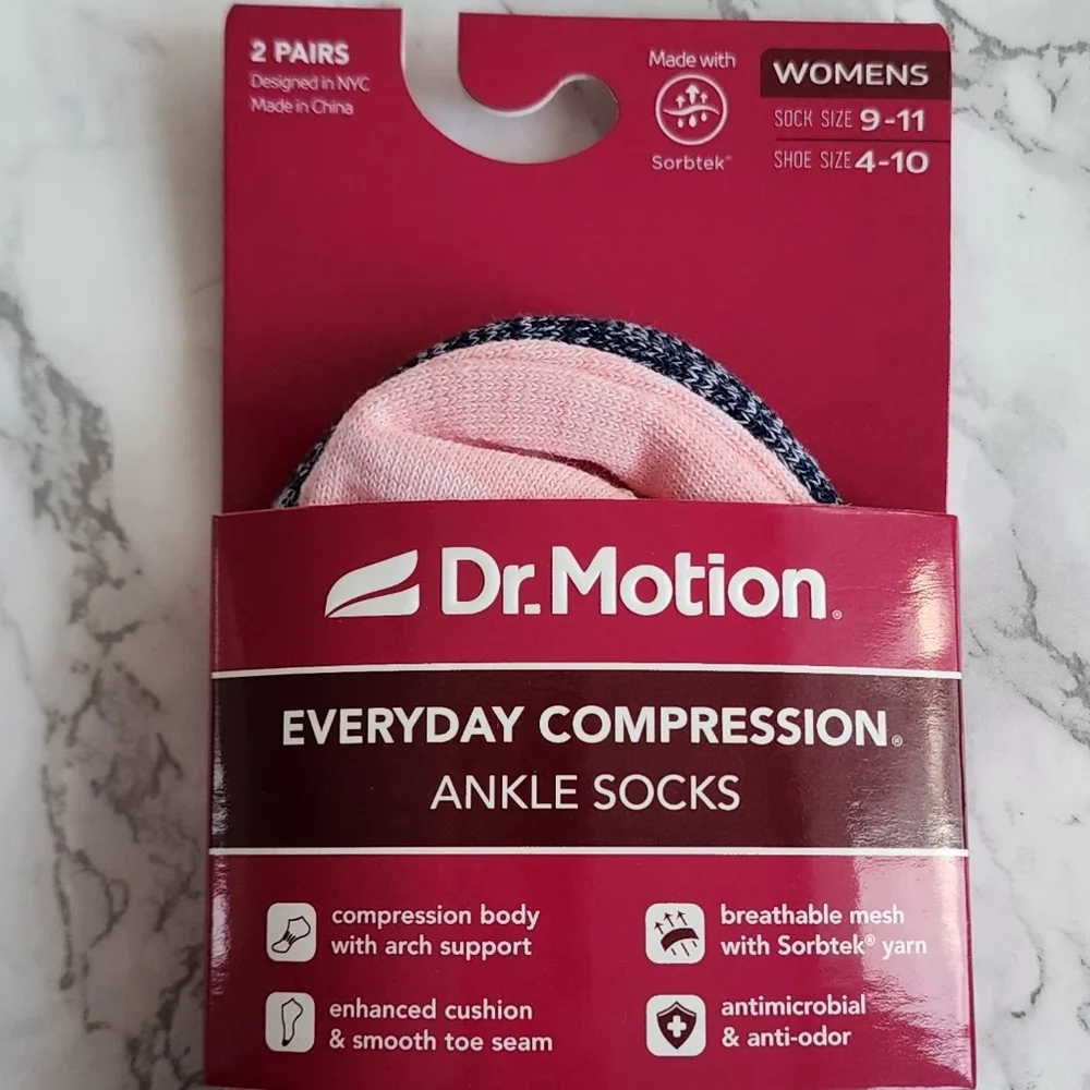 Dr. Motion Ankle Socks 6 Pairs Compression Socks Size Socks 9–11 Shoe 4-10